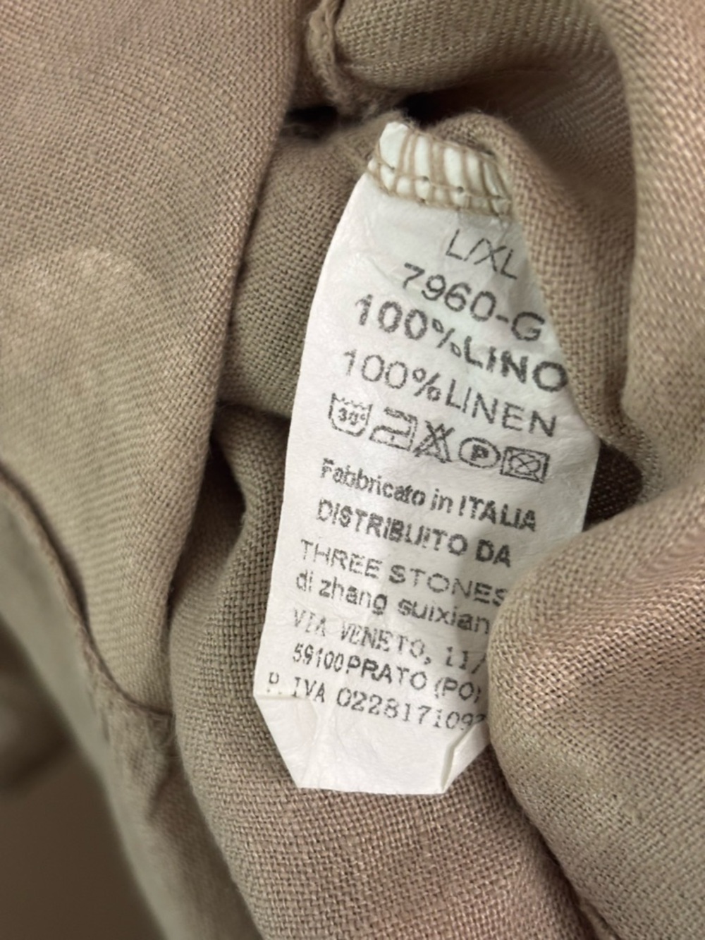 Bella Amore Relaxed Polka Dot Linen Dress - Taupe with White Dots - Picture 6 of 6
